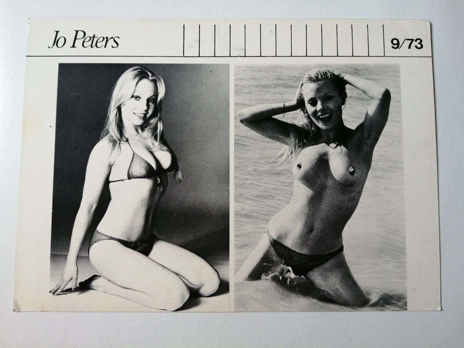 Vintage  English  model comp card from 1970s/1980sJo Peters