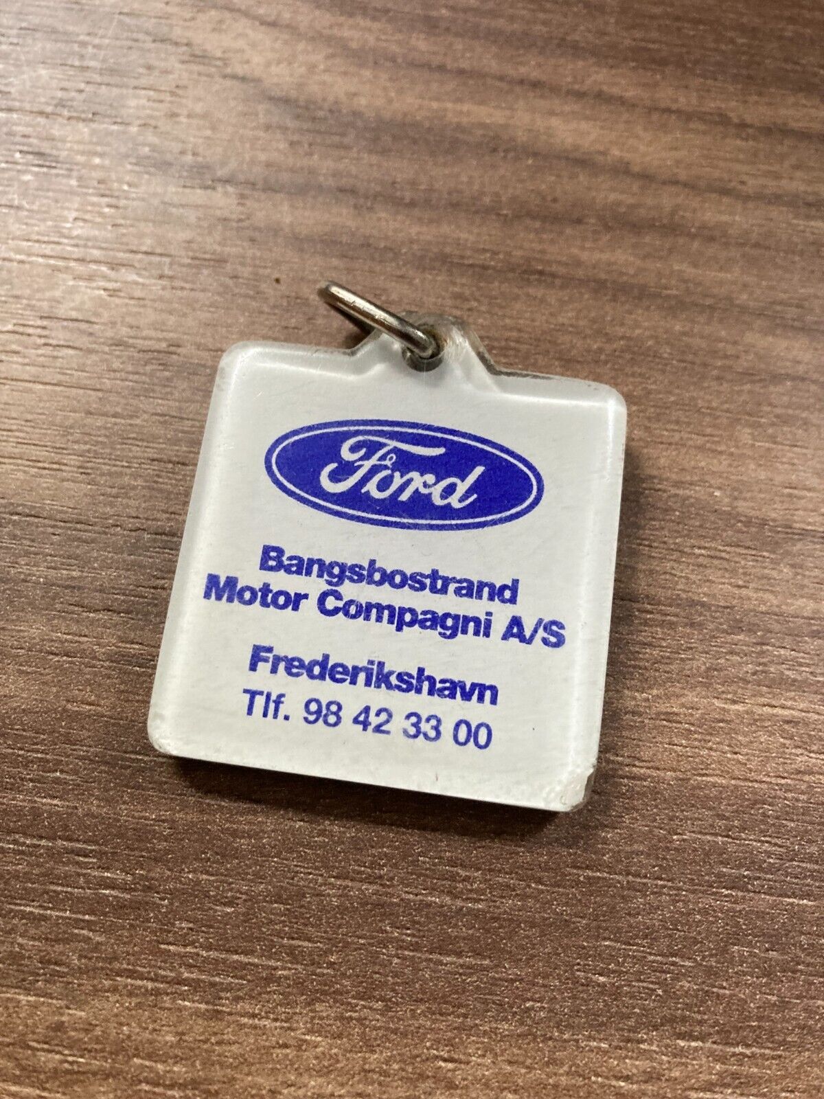 Vintage Ford Danish Plastic Keychain - Rare 1980s Car Dealership