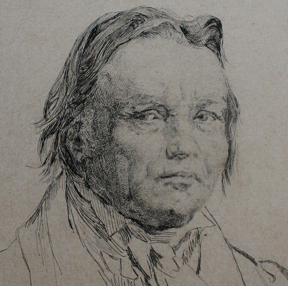 Sophus Stein etching Portrait of J C Freund 1884