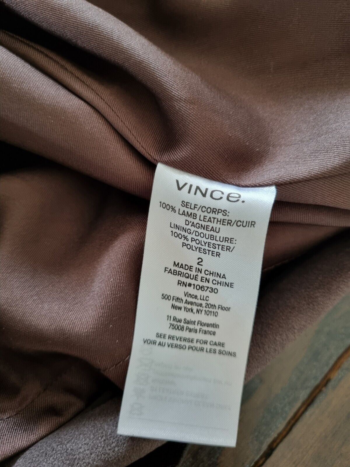 **VINCE** Brown Leather Midi Skirt US2 DE36