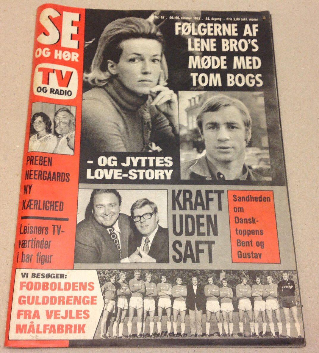 TOM BOGS LENE BRO + ROGER MOORE NEW JAMES BOND INSIDE A VTG Danish Magazine 1972