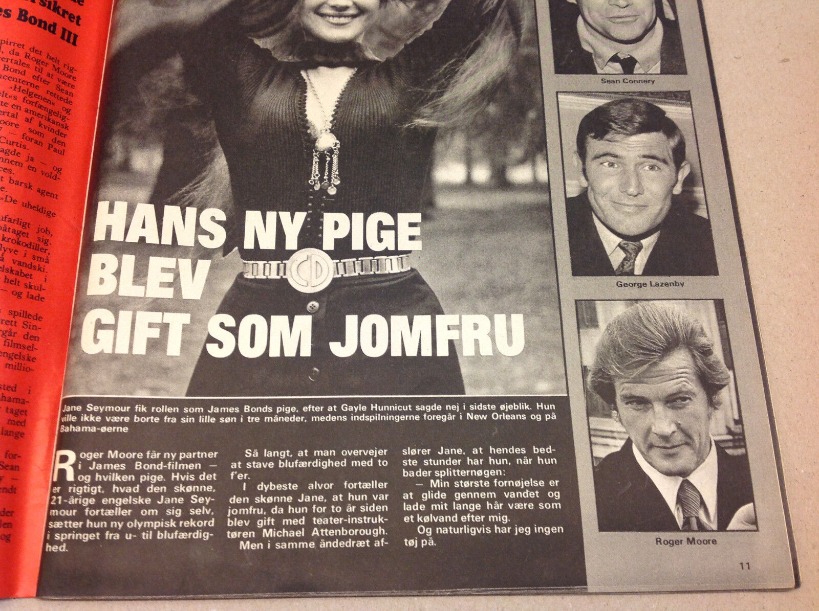 TOM BOGS LENE BRO + ROGER MOORE NEW JAMES BOND INSIDE A VTG Danish Magazine 1972