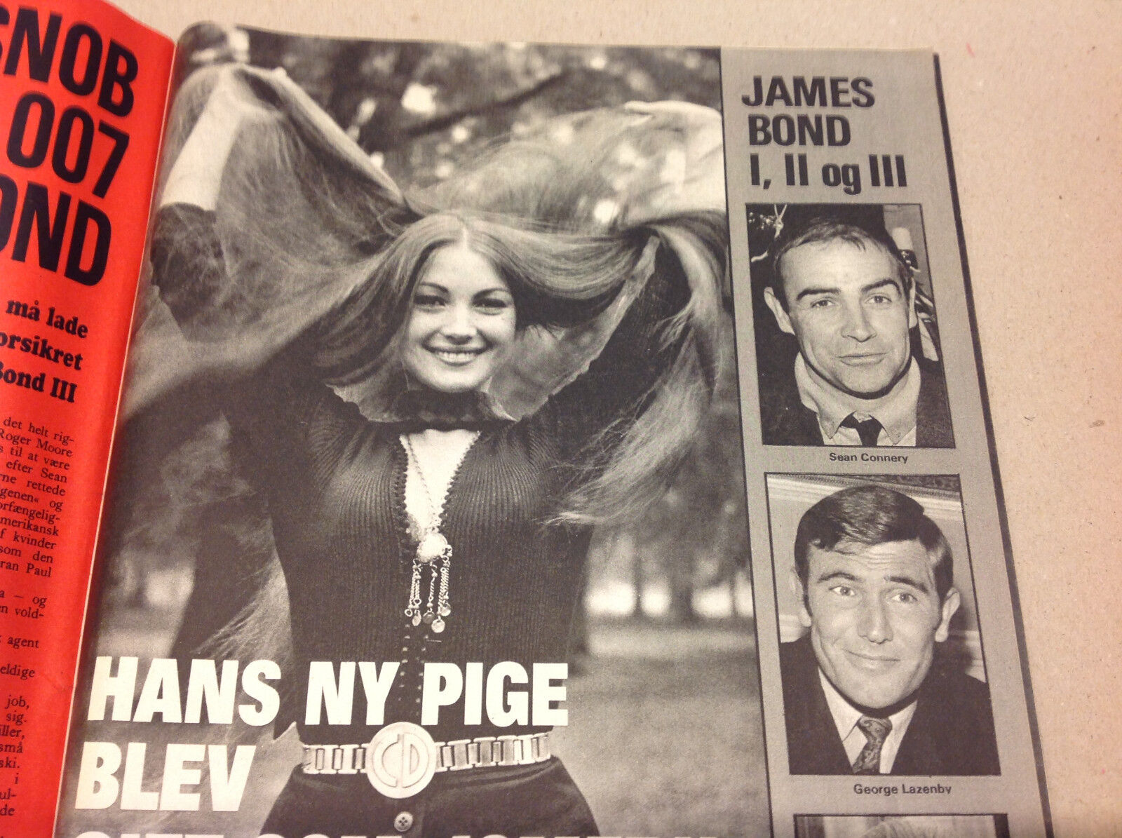 TOM BOGS LENE BRO + ROGER MOORE NEW JAMES BOND INSIDE A VTG Danish Magazine 1972