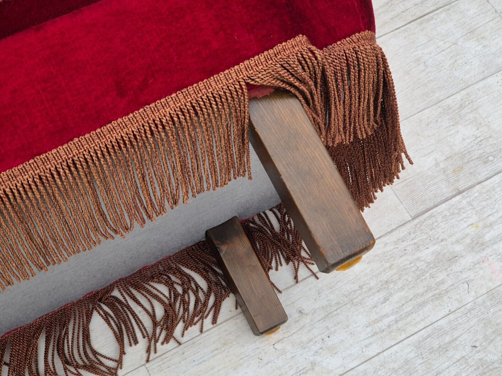 1970s, Danish lounge chair, original condition, cherry-red velour fabric.