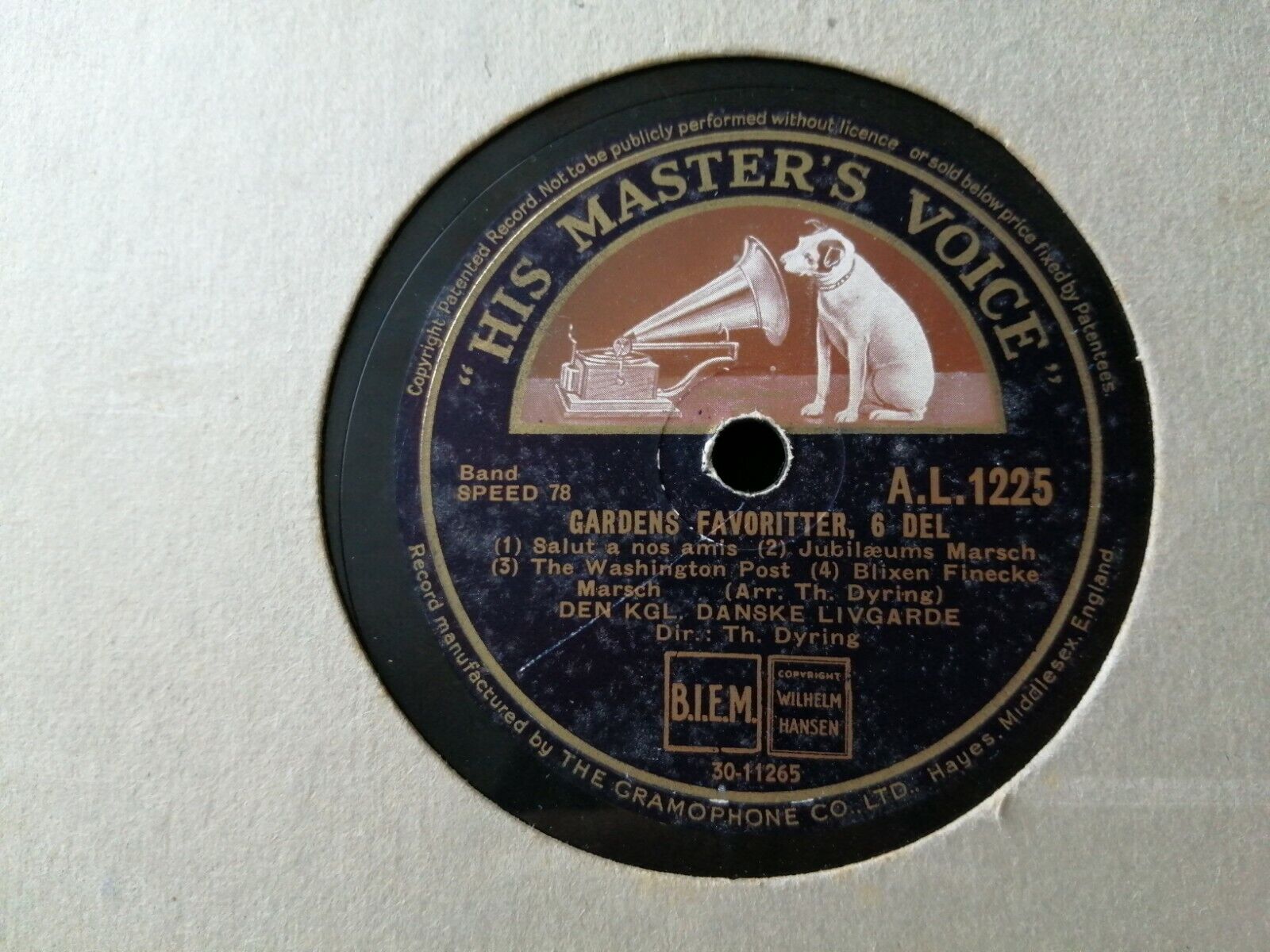 78 rpmTHE ROYAL DANISH LIFEGUARD8 marches His Master's Voice AL1225 UK