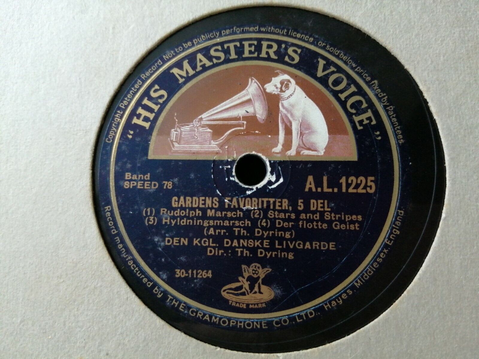 78 rpmTHE ROYAL DANISH LIFEGUARD8 marches His Master's Voice AL1225 UK