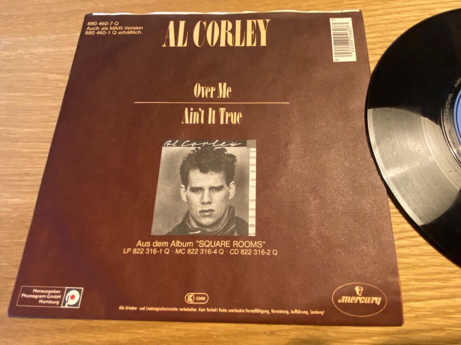 AL CORLEY "OVER ME / AIN´T IT TRUE" 1984 WEST GERMAN PRESS 7" SINGLE MERCURY OOP