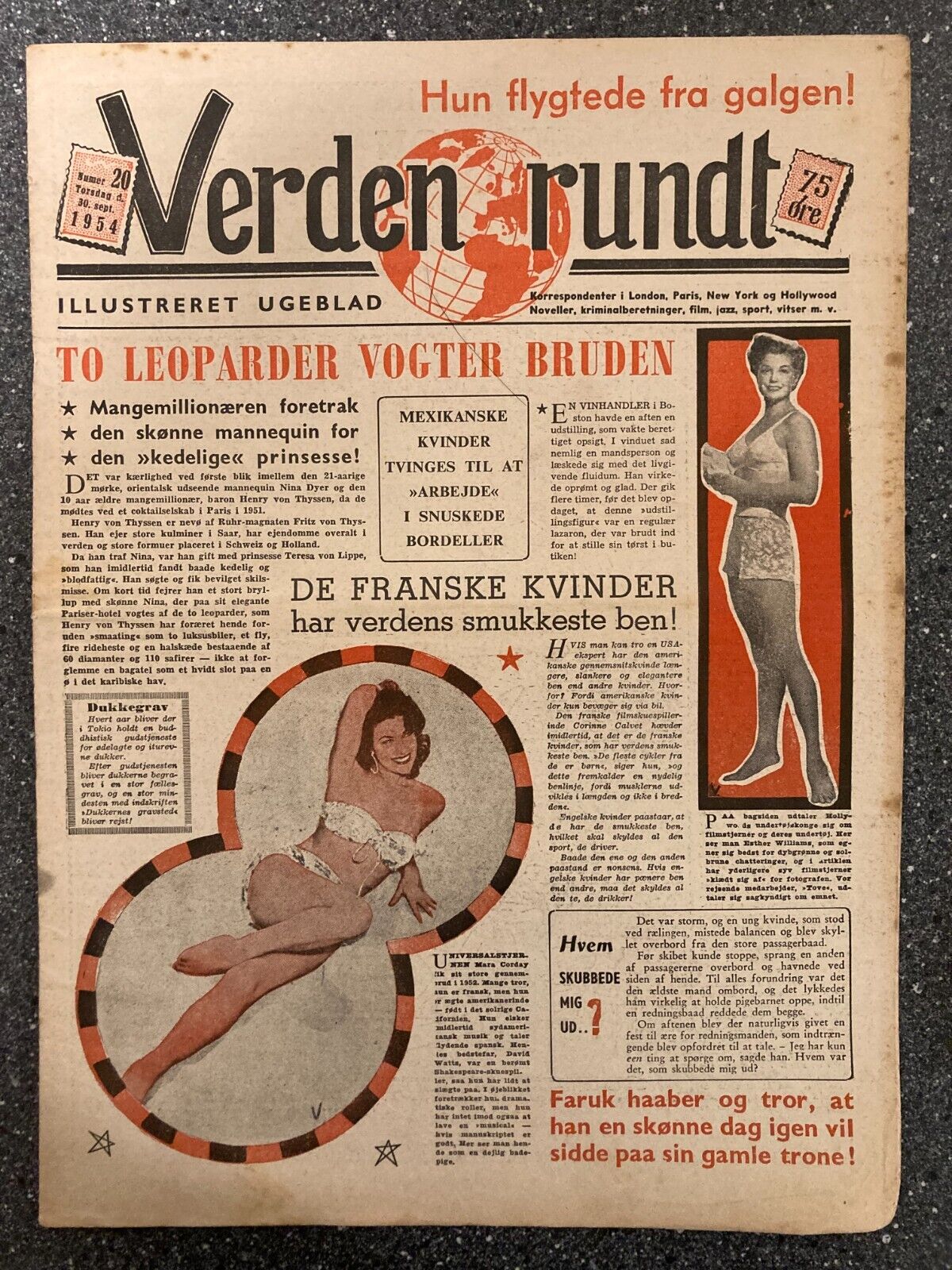 Esther Williams Mara Corday Marilyn Maxwell Danish Magazine 1954 "Verden Rundt"