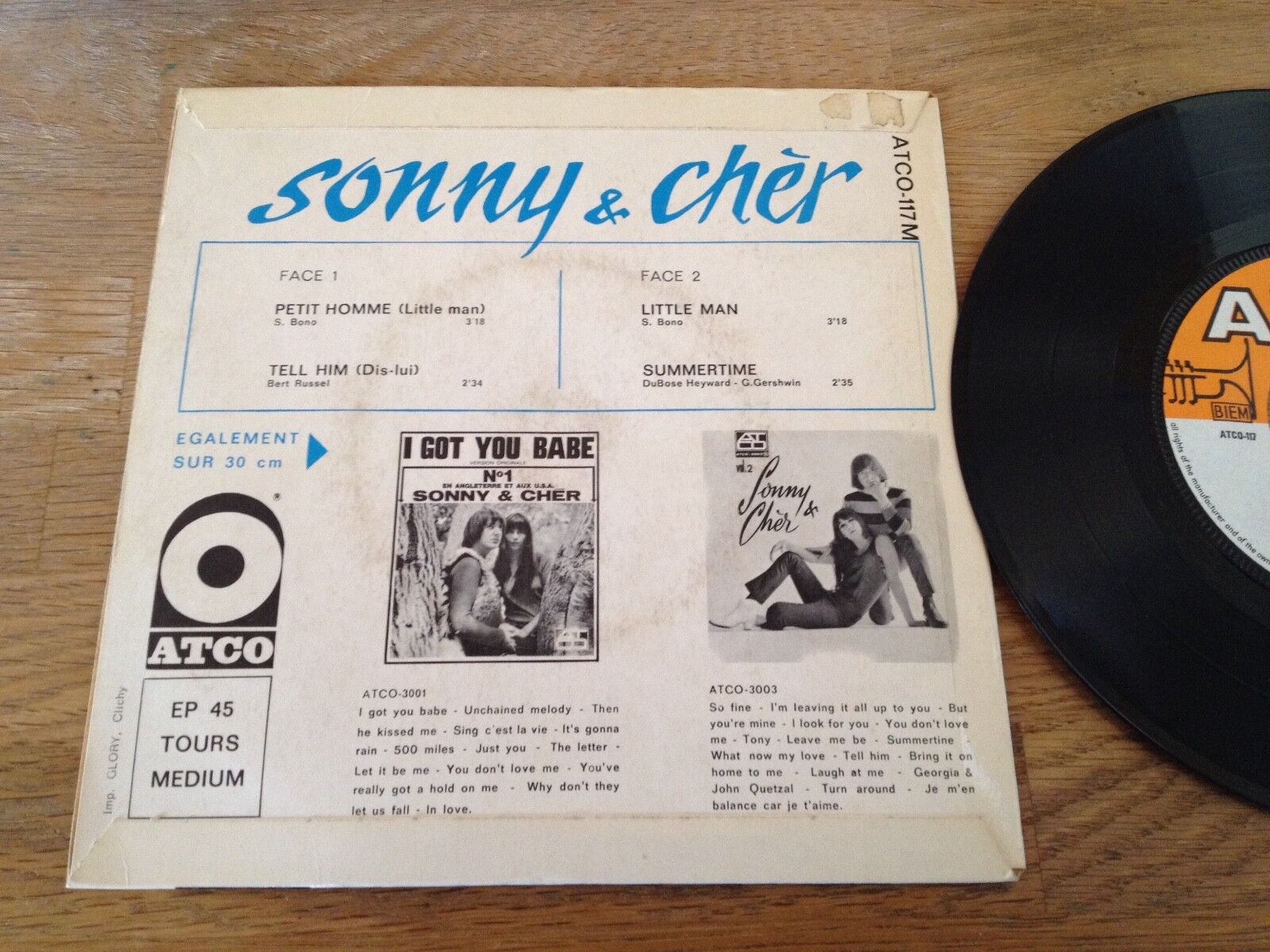 SONNY  CHER  "PETIT HOMME (LITTLE MAN)" VERSION FRANCAISE "TELL HIM" 4 TRACK EP