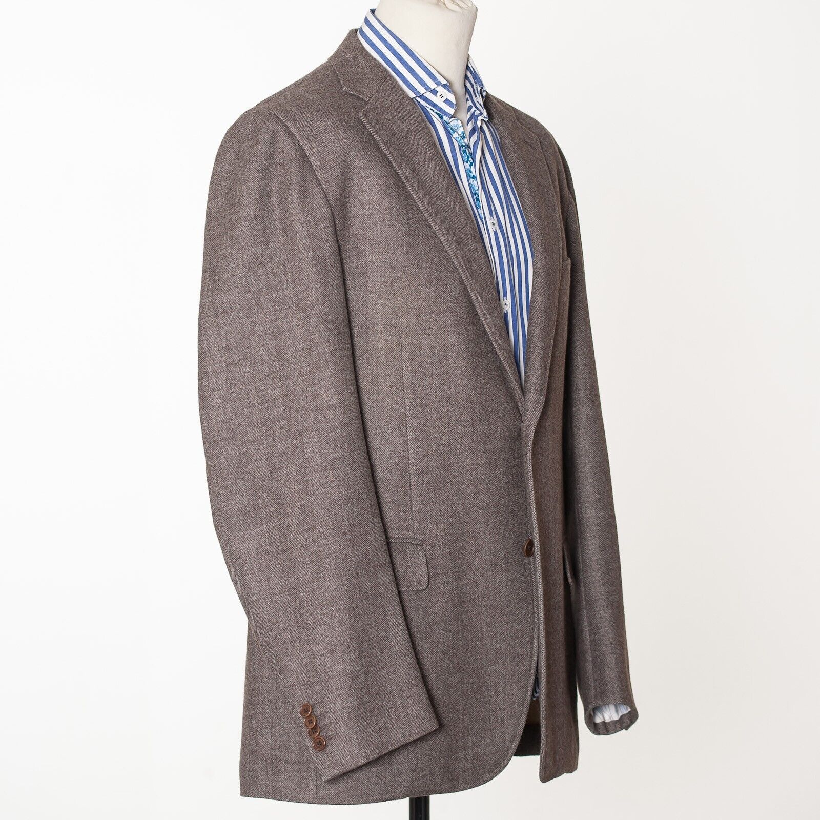 CARUSO Brown Herringbone Unlined Wool Sport Coat Blazer Italy Made EU58 US48