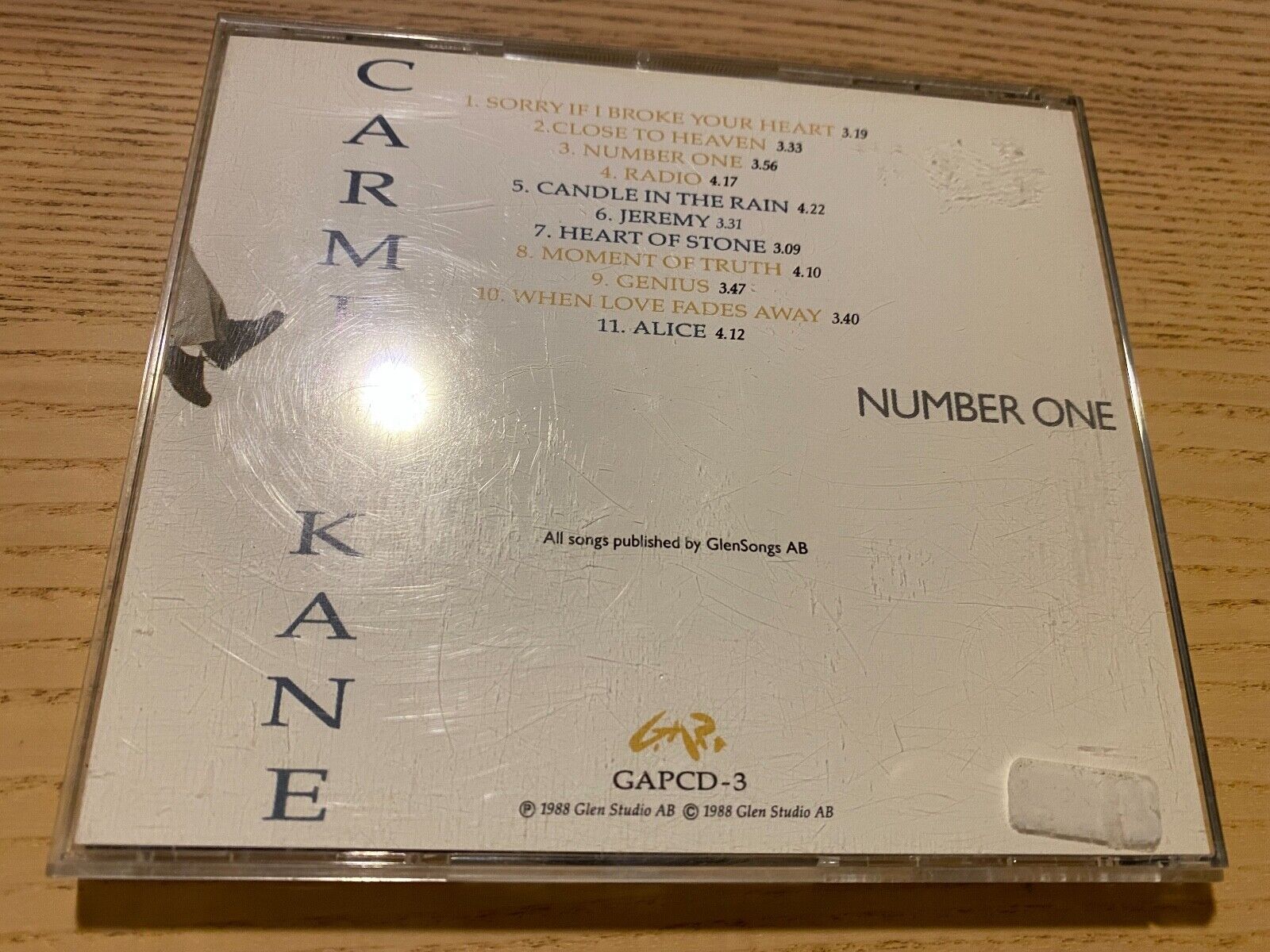 CARMEN KANE "NUMBER ONE" 11 TRACK CD ALBUM SWEDEN GAP RECORDS 1988 NORDIC PRESS*