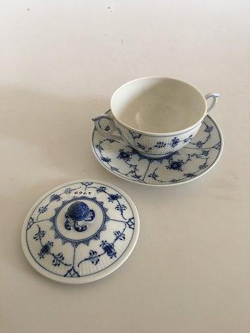 Royal Copenhagen Blue Fluted Plain Bouillon Cup with Saucer No. 2199