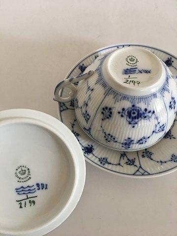 Royal Copenhagen Blue Fluted Plain Bouillon Cup with Saucer No. 2199