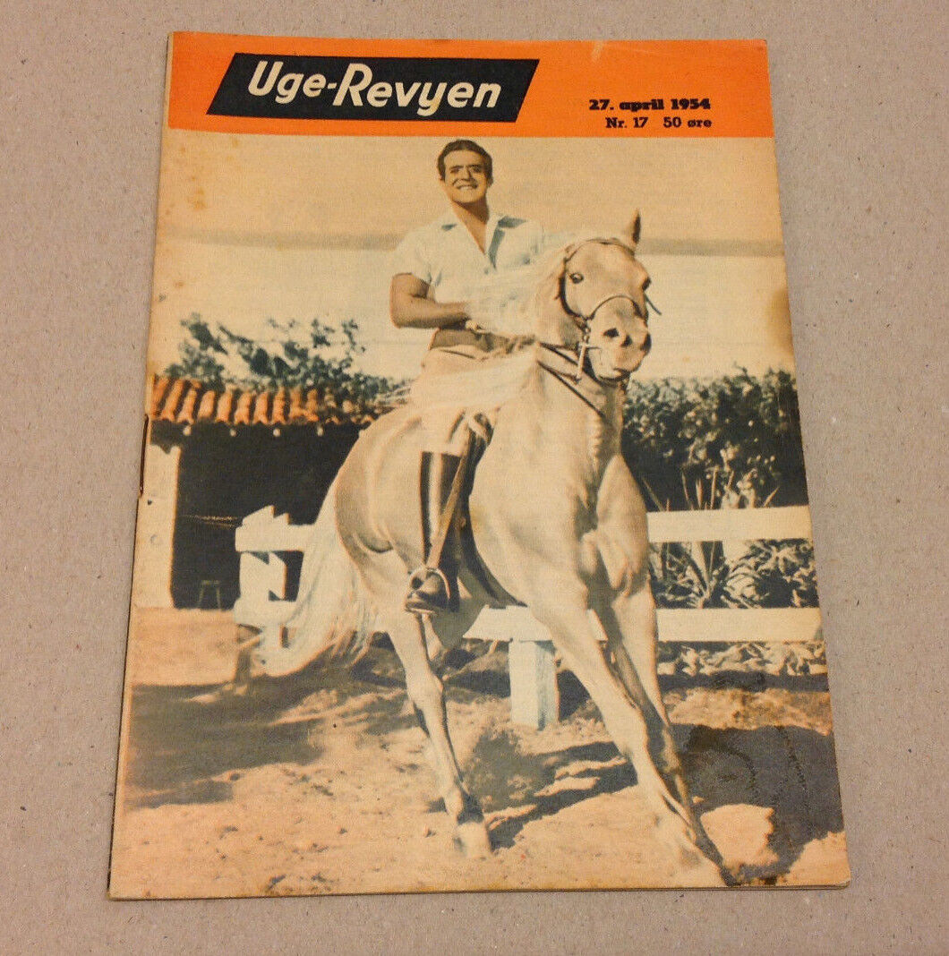 RICARDO MONTALBAN HORSE FRONT COVER PAUL WESTON BACK COVER Danish Magazine 1954