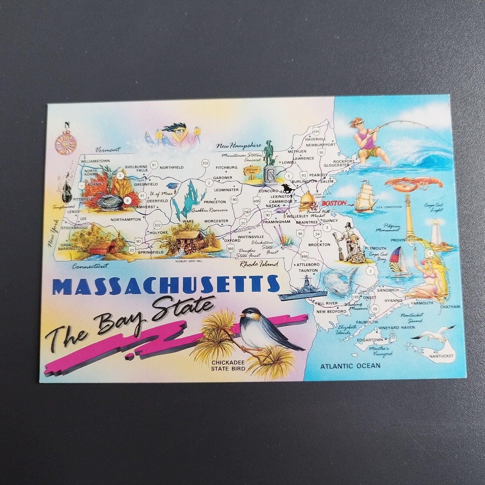 Map of Massachusetts The Bay State Postcard 