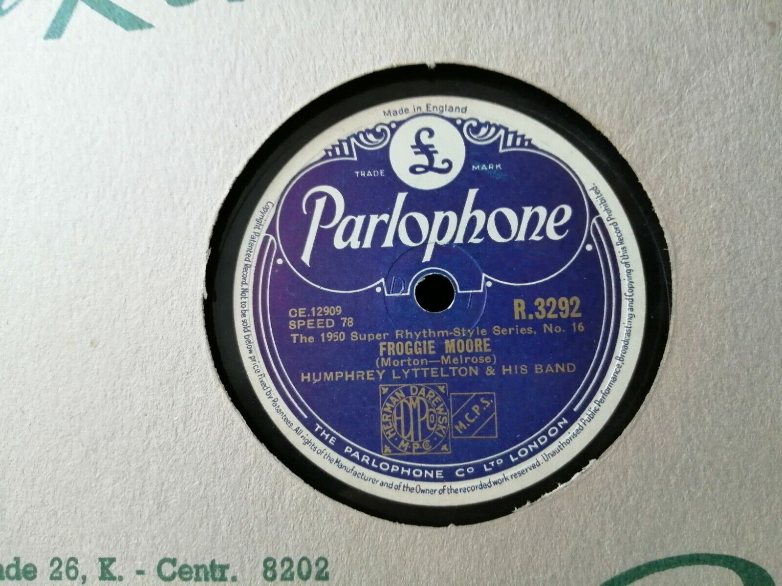 78 rpmHUMPHREY LITTLETON:Ice Cream/Froggie MooreThe 1950 Super Rhythm Style