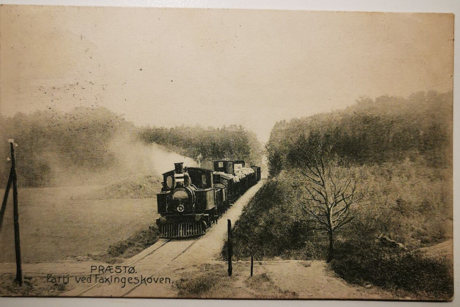 Old rail postcard: Train Locomotif in Præstø Denmark Mailed in 1910  pok1476