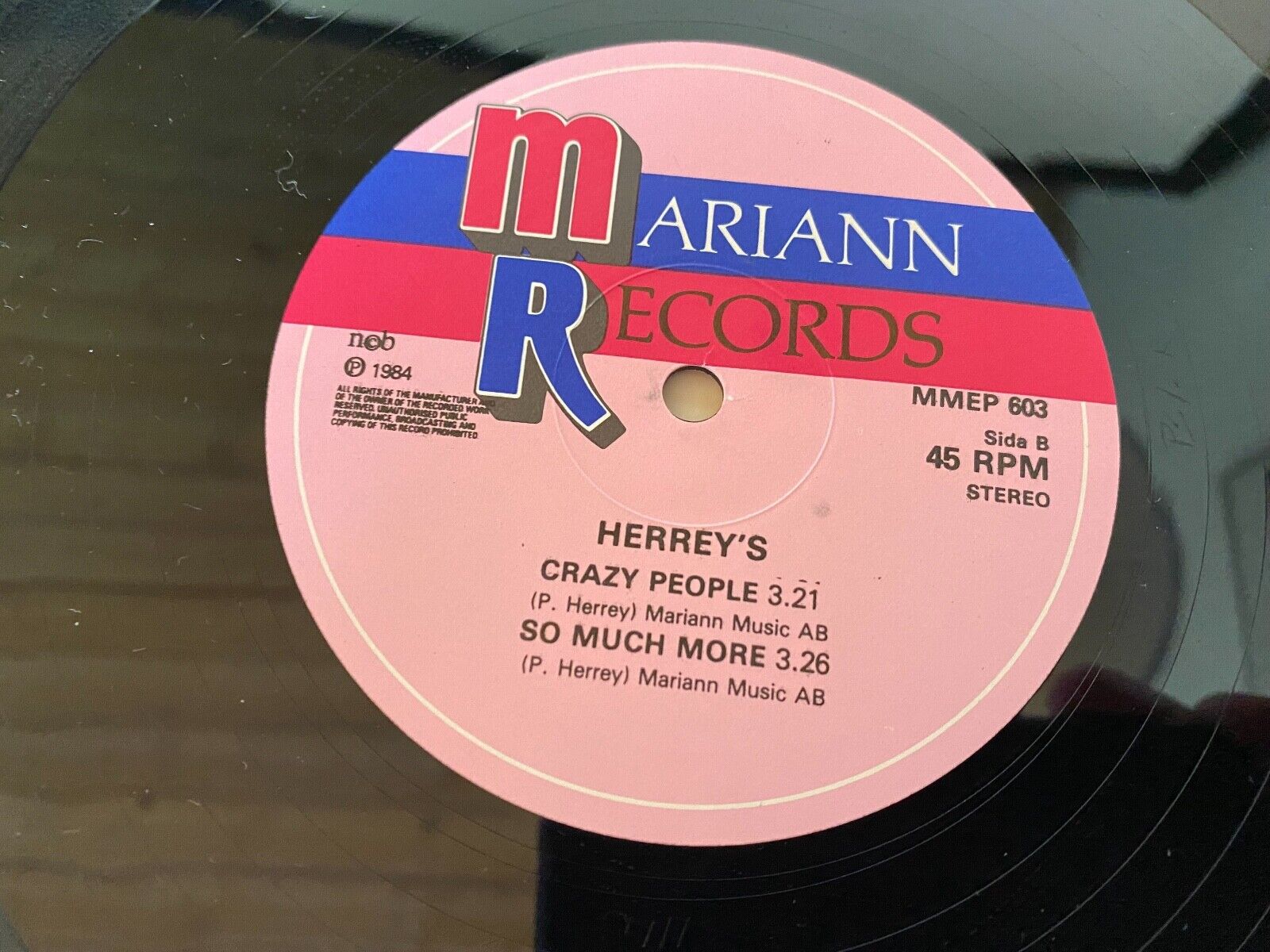 HERREY´S "VARJE LITEN DROPPE REGN" 1984 MARIANN SWEDISH PRESS NCB MAXI-EP 4 SONG