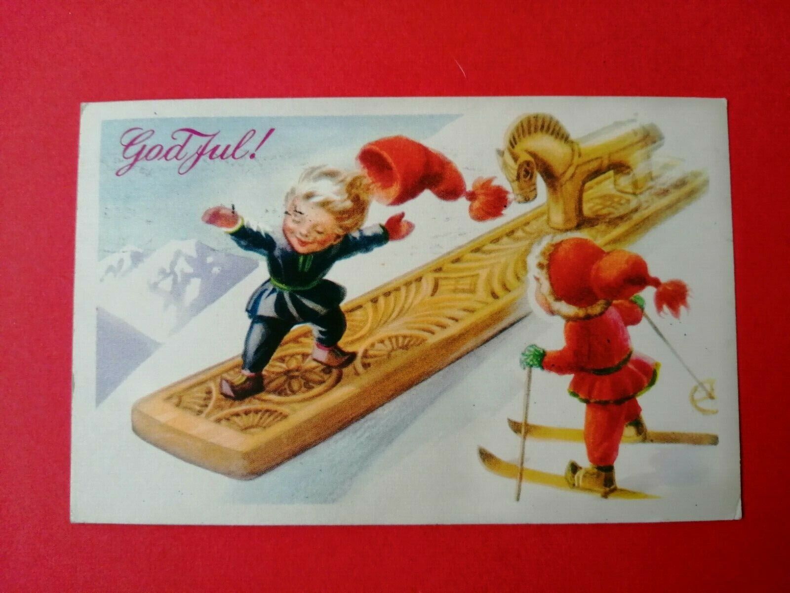 Vintage collectable Norwegian Christmas cardPosted in 1953