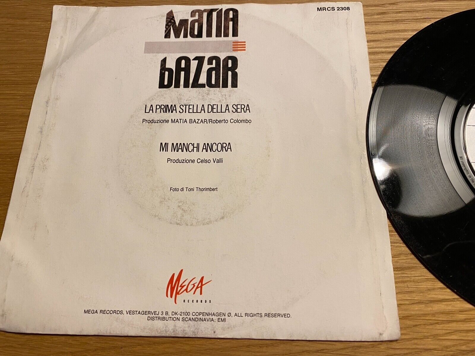 MATIA BAZAR "LA PRIMA STELLA DELLA SERA" 1988 GERMAN PRESSED SINGLE MEGA RECORDS