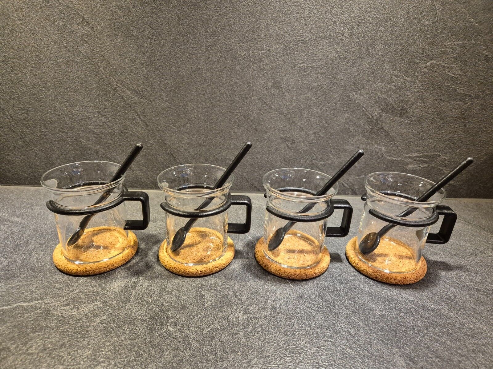 Bodum Coffee Tea Cup Picard Set Of 4 with Cork Coasters Coffee Spoons