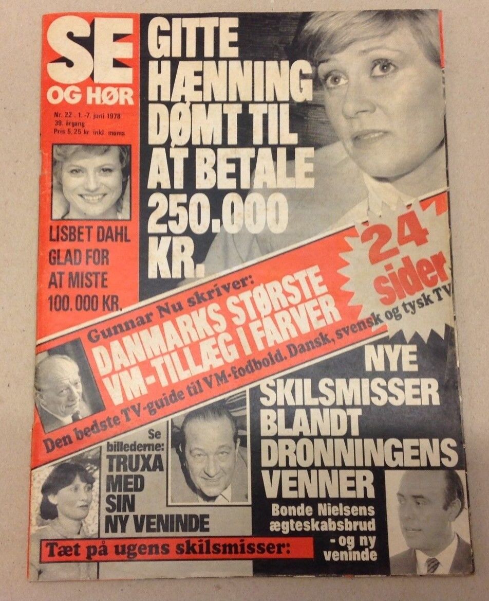 Gitte Henning or Hænning Front Cover Photos Interview Vtg Danish Magazine 1978