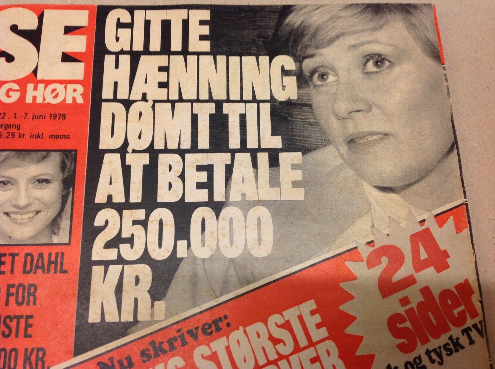 Gitte Henning or Hænning Front Cover Photos Interview Vtg Danish Magazine 1978