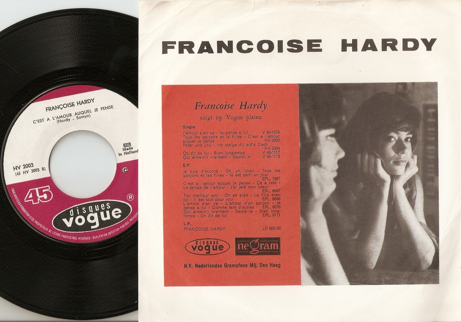 FRANCOISE HARDY TOUS LES GARCONS ET LES FILLES HOLLAND FRANCE 45+PS 63 GIRL BEAT