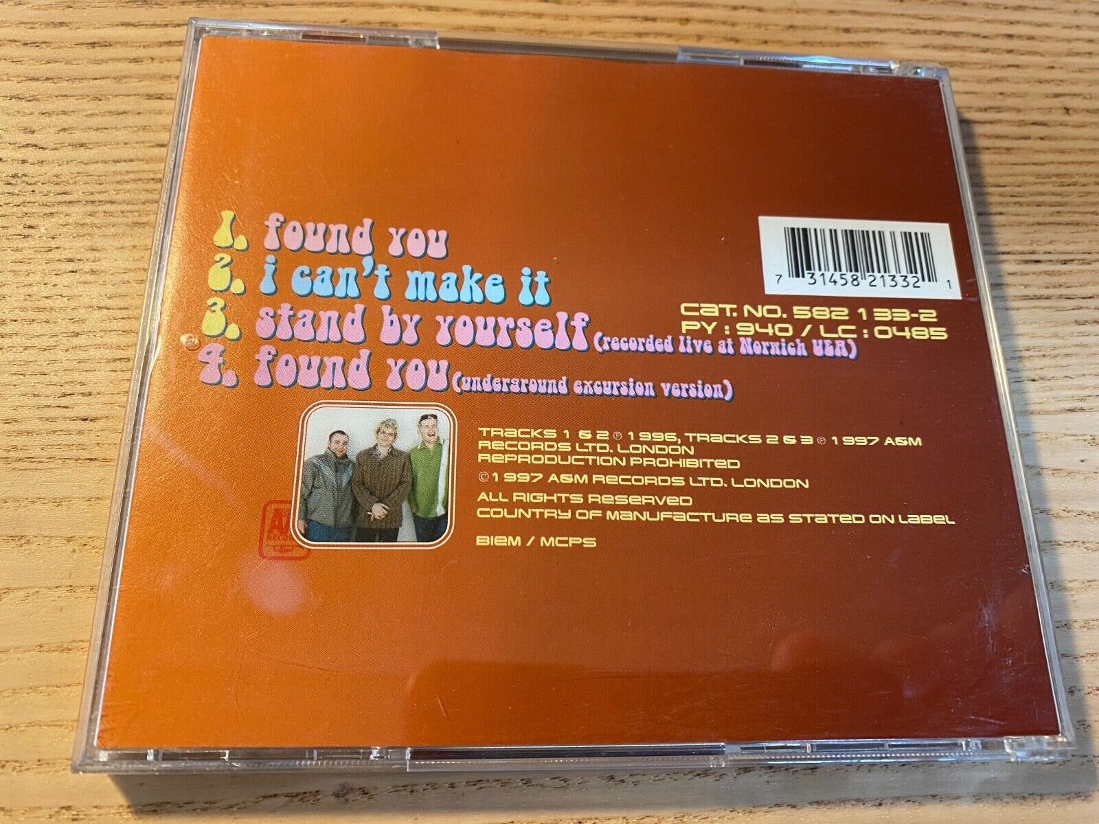 DODGY "FOUND YOU/I CAN´T MAKE IT/STAND BY YOURSELF" CD SINGLE A  M RECORDS 1997