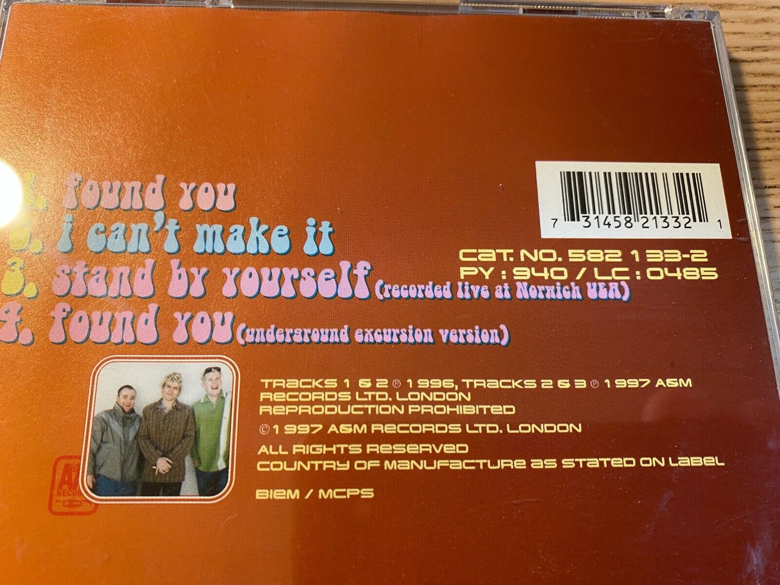 DODGY "FOUND YOU/I CAN´T MAKE IT/STAND BY YOURSELF" CD SINGLE A  M RECORDS 1997