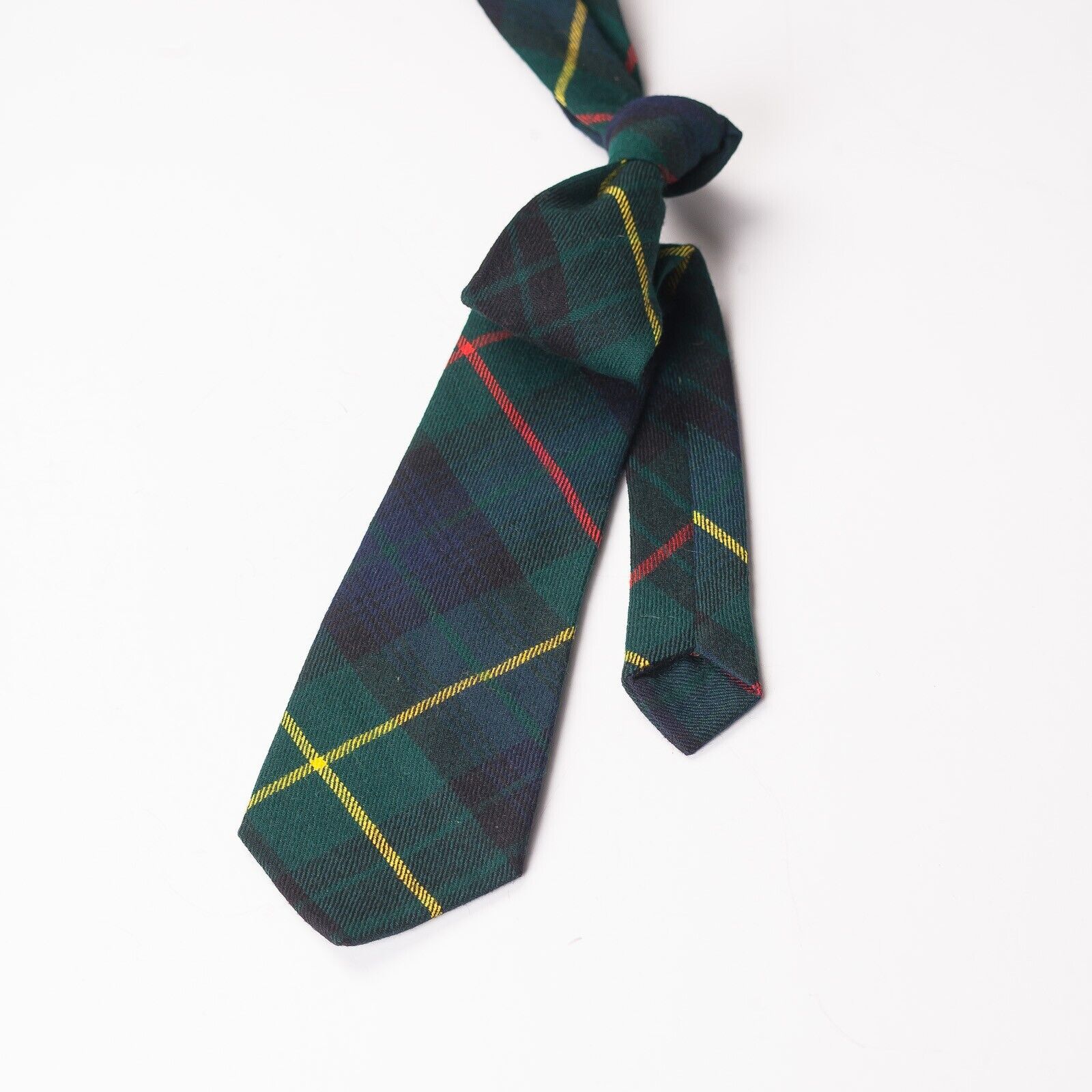 KINLOCH ANDERSON Blue Green Tartan Check Wool Tie