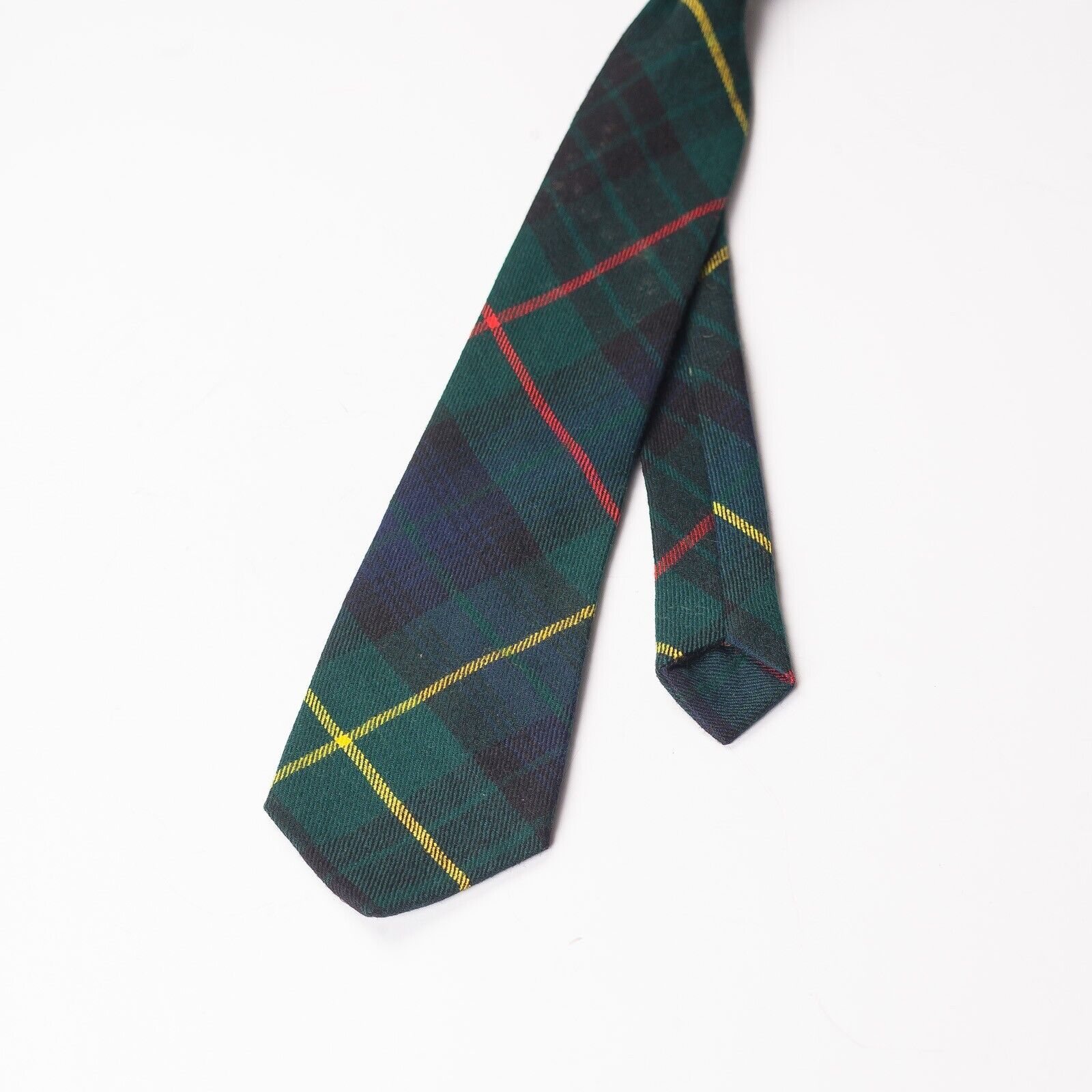 KINLOCH ANDERSON Blue Green Tartan Check Wool Tie