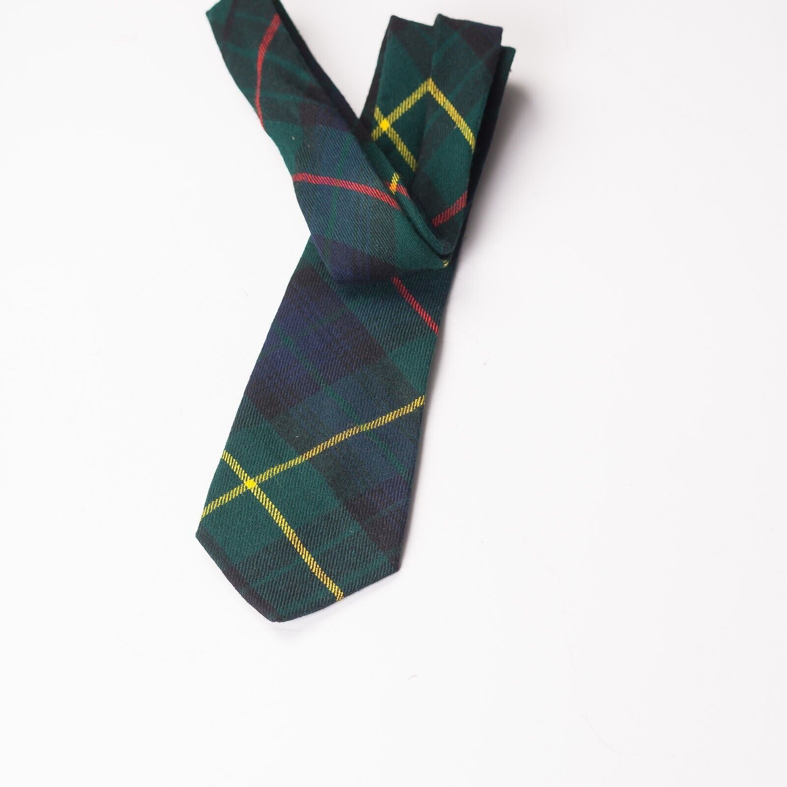 KINLOCH ANDERSON Blue Green Tartan Check Wool Tie