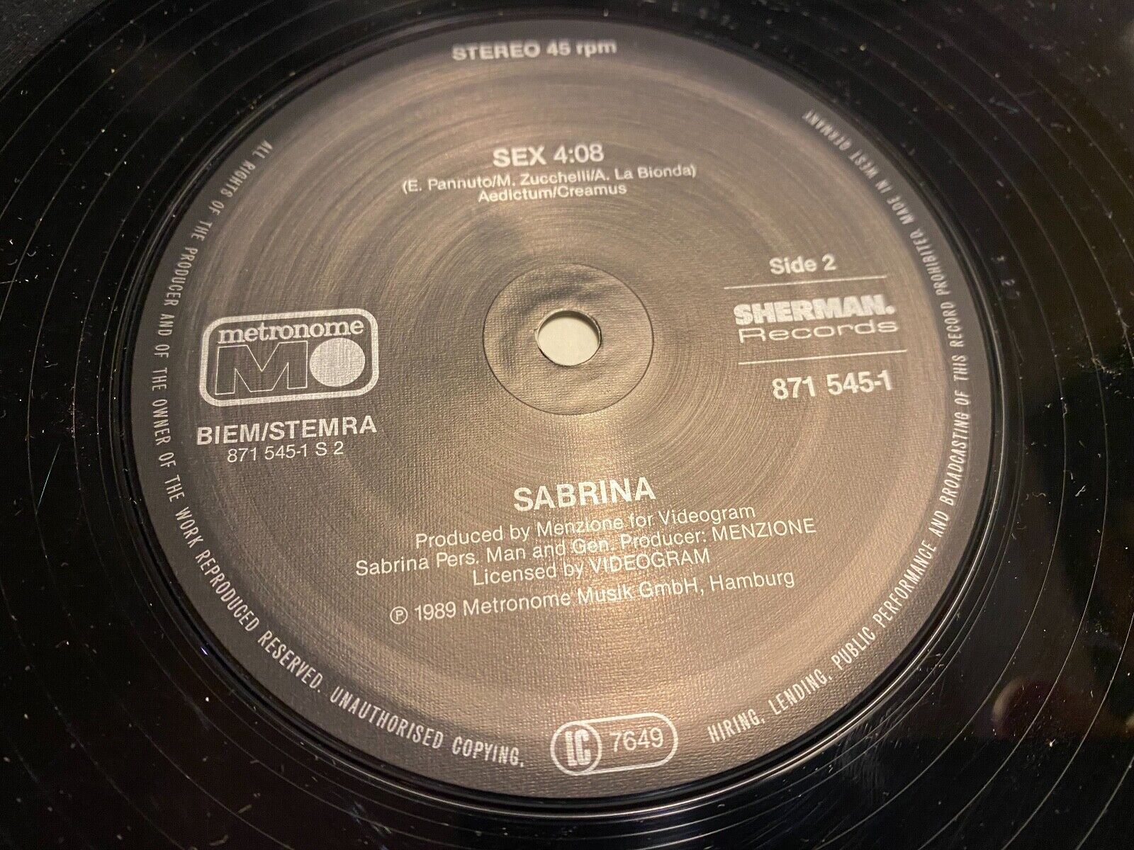 SABRINA "LIKE A YO-YO / SEX" METRONOME RECORDS 1989 2 REMIX TRACK 12" GERMAN 12"