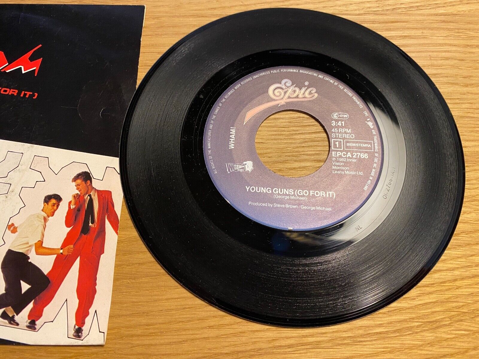 WHAM! "YOUNG GUNS (GO FOR IT)" EPIC RECORDS DUTCH PRESS 1982 7" VINYL SINGLE OOP