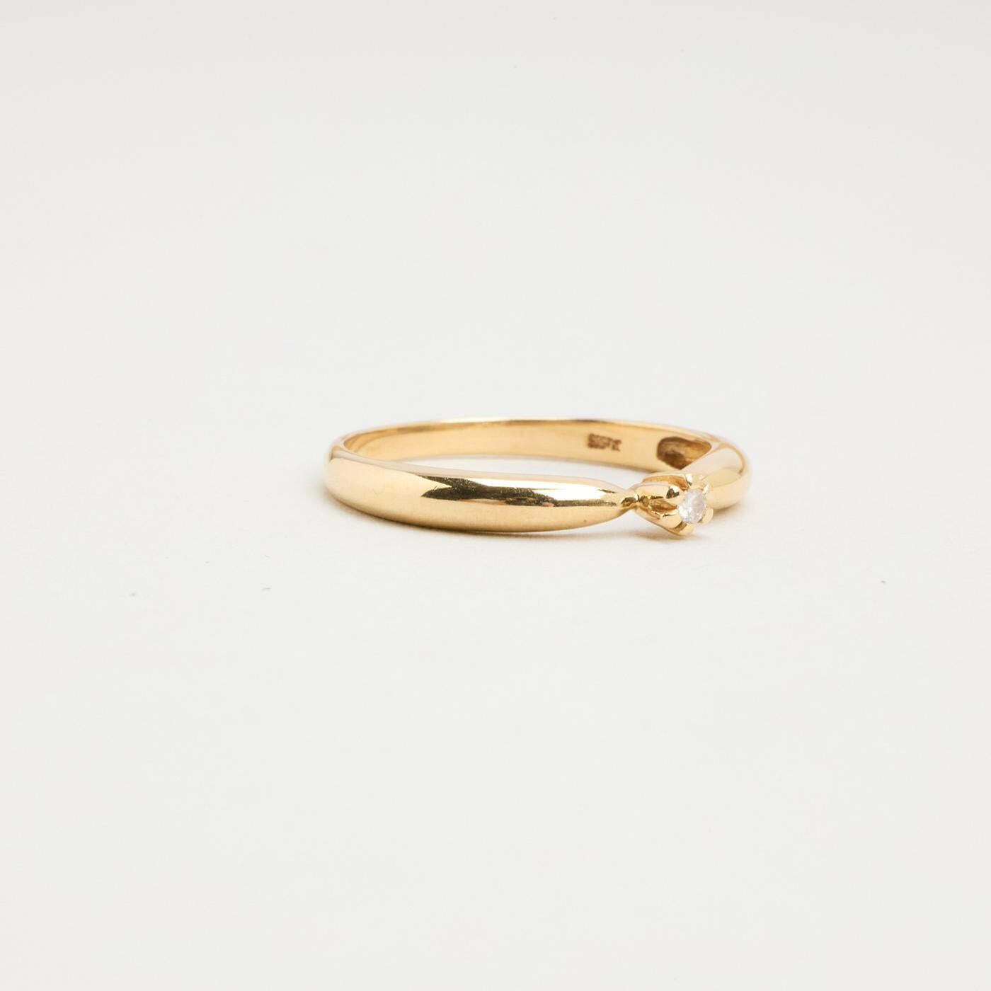 Ring with diamond (0015 ct) in 14K Gold size 7¼ | Real Genuine Gold