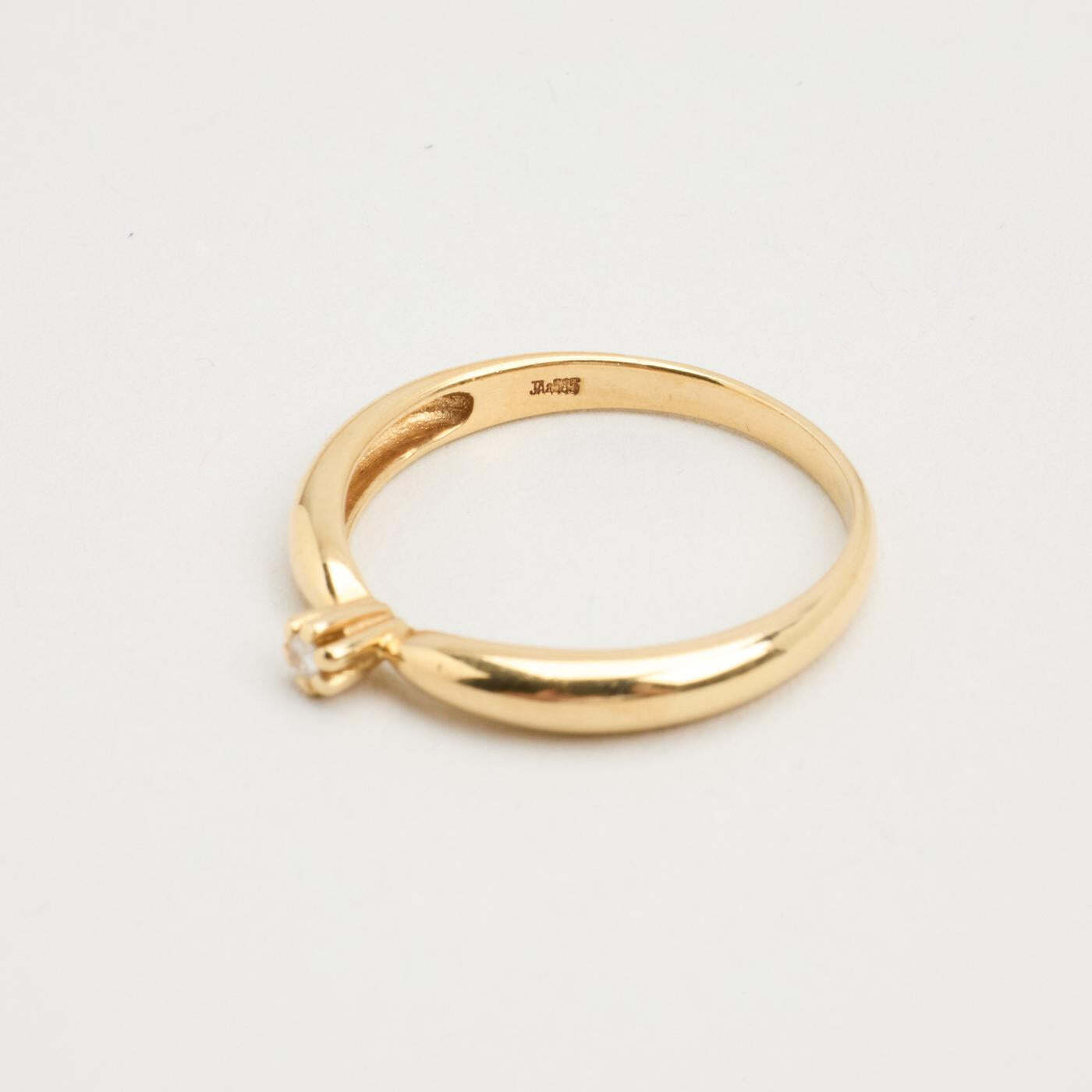 Ring with diamond (0015 ct) in 14K Gold size 7¼ | Real Genuine Gold