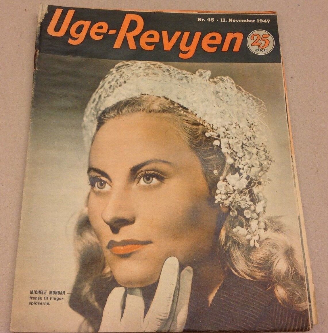 Michele Morgan Front Cover Original Vintage Danish Magazine 1947 "Uge-Revyen"