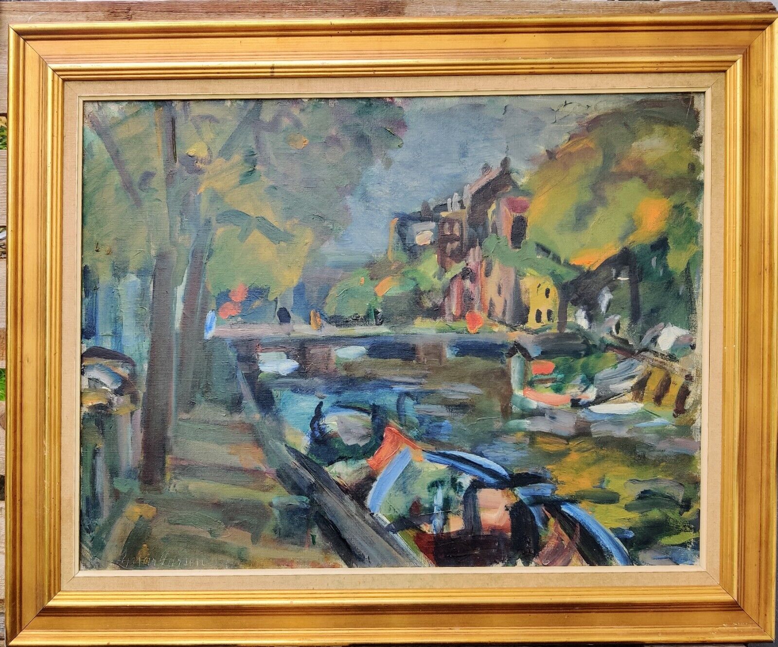 Ejnar Larsen (1902-1986): CITY CANAL original oil paining