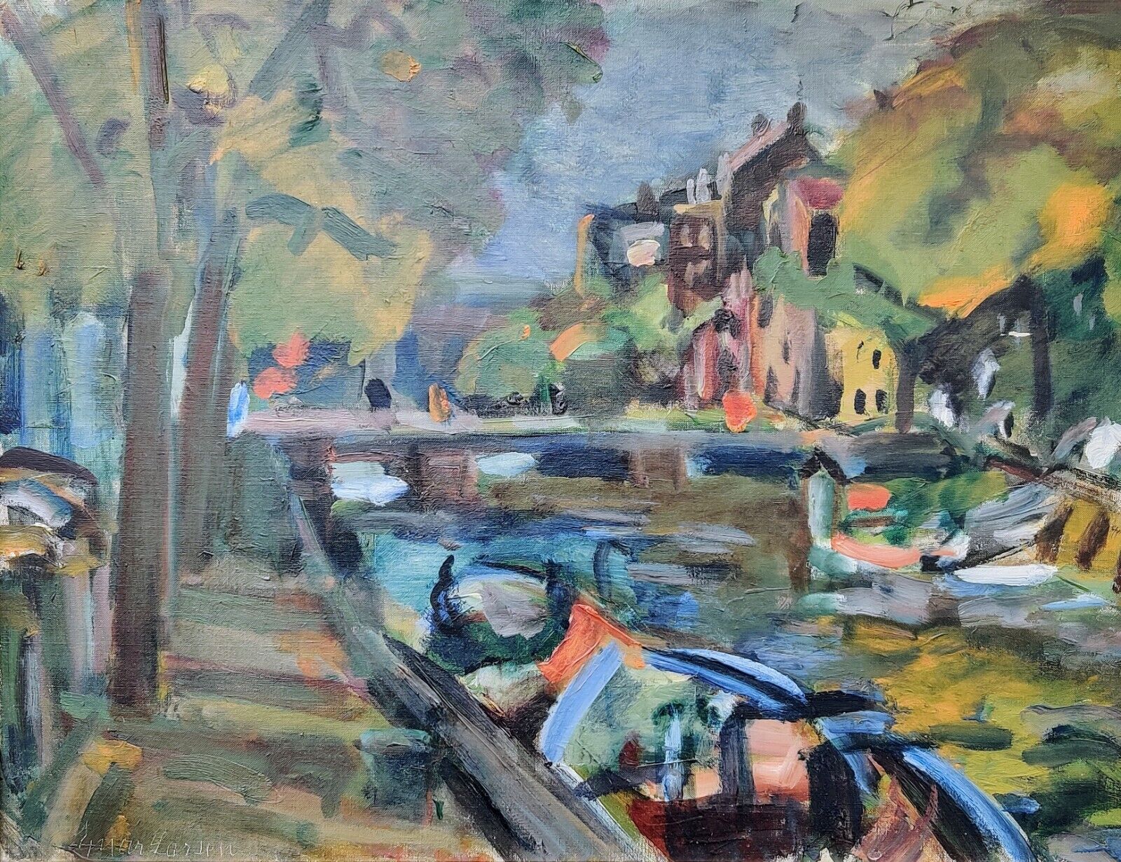 Ejnar Larsen (1902-1986): CITY CANAL original oil paining