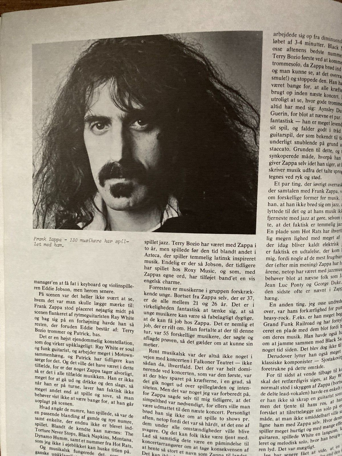 Frank Zappa + The Band + George Harrison 1977 "Rock City" Danish Magazine