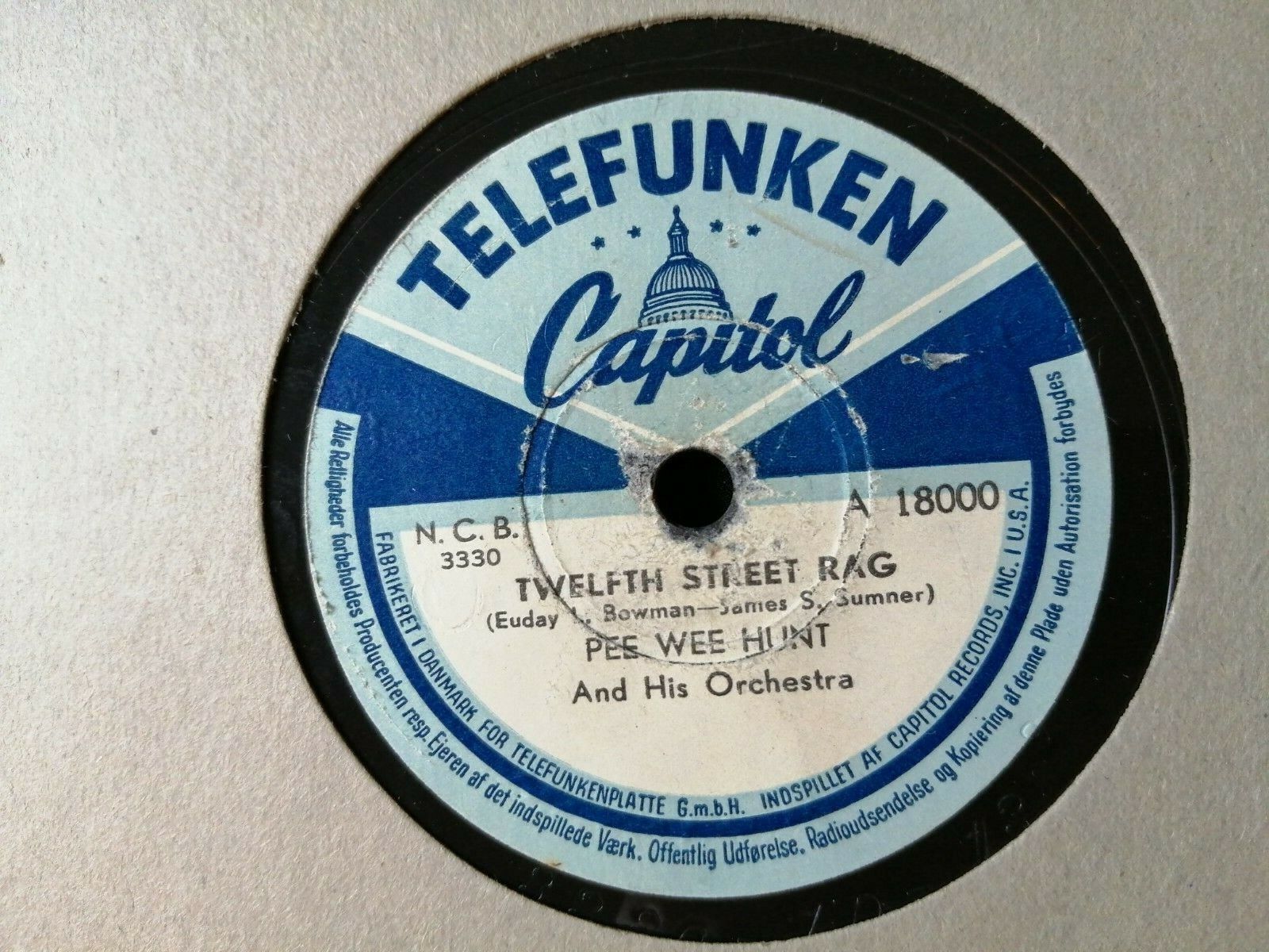 78 rpm PEE WEE HUNTSomebody ElseNot Me/Twelft Street RagStoryville RARE