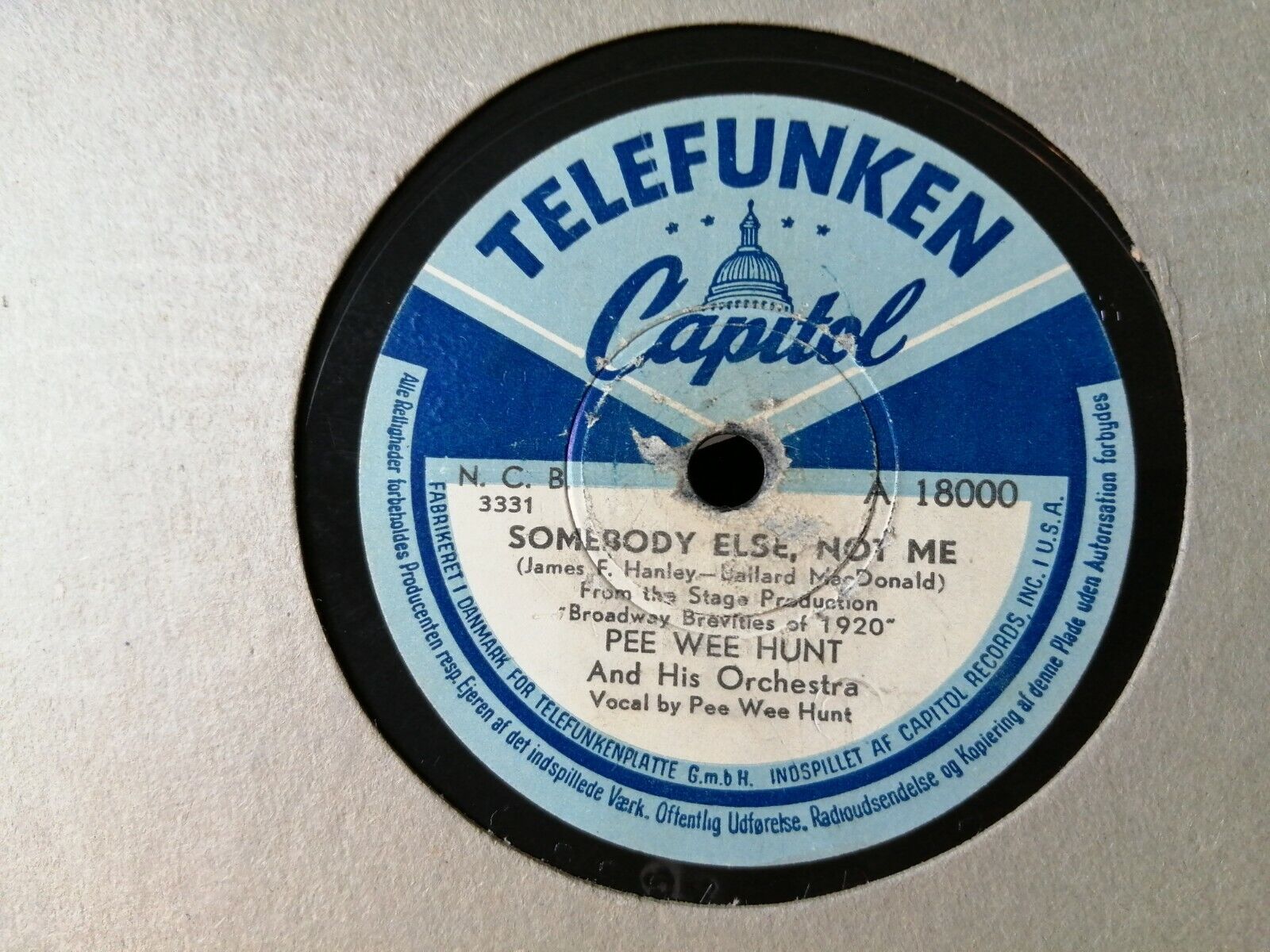 78 rpm PEE WEE HUNTSomebody ElseNot Me/Twelft Street RagStoryville RARE