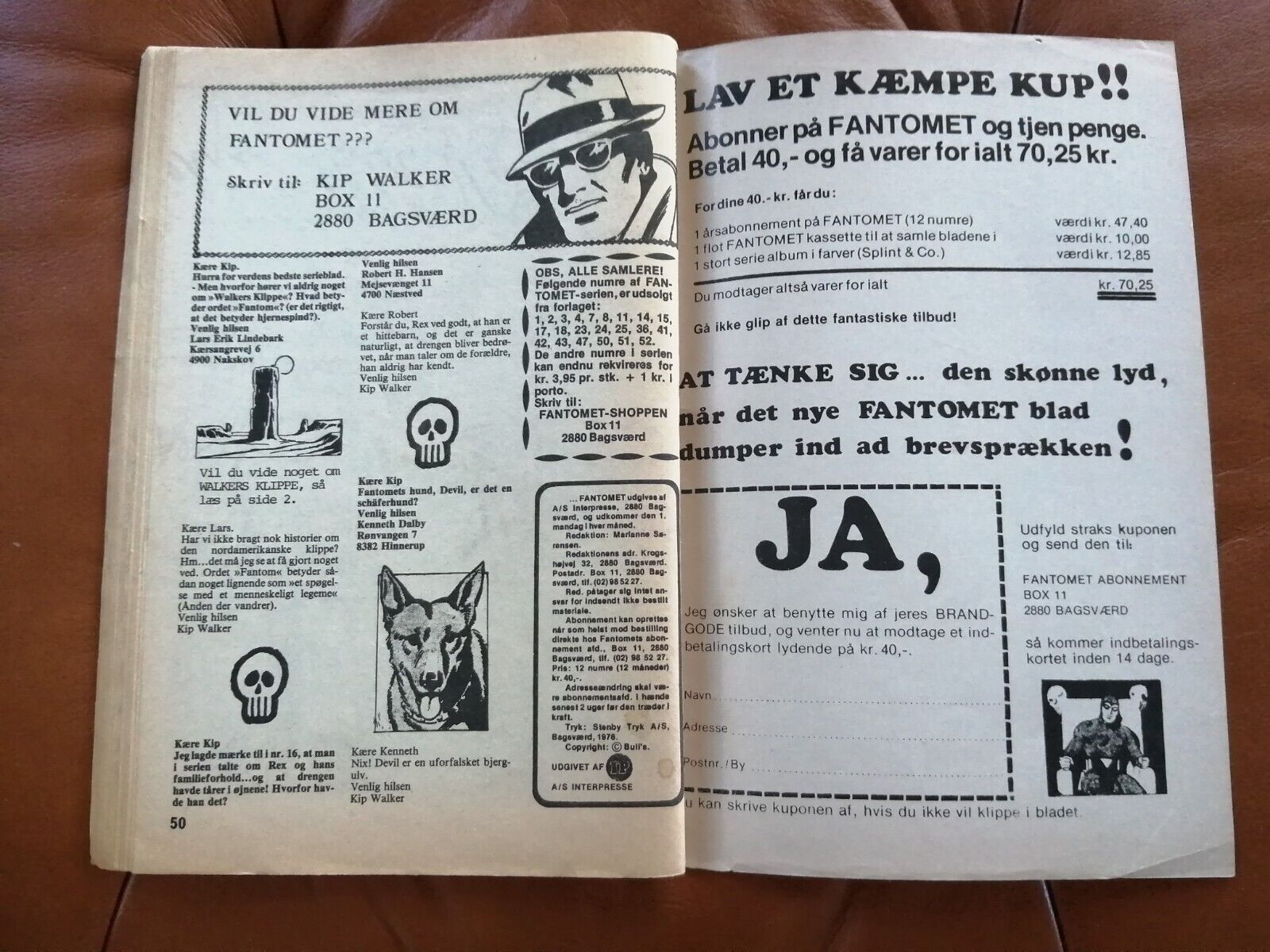 DenmarkComic magazine "FANTOMET"  The Phantom No 69  Interpresse 1976