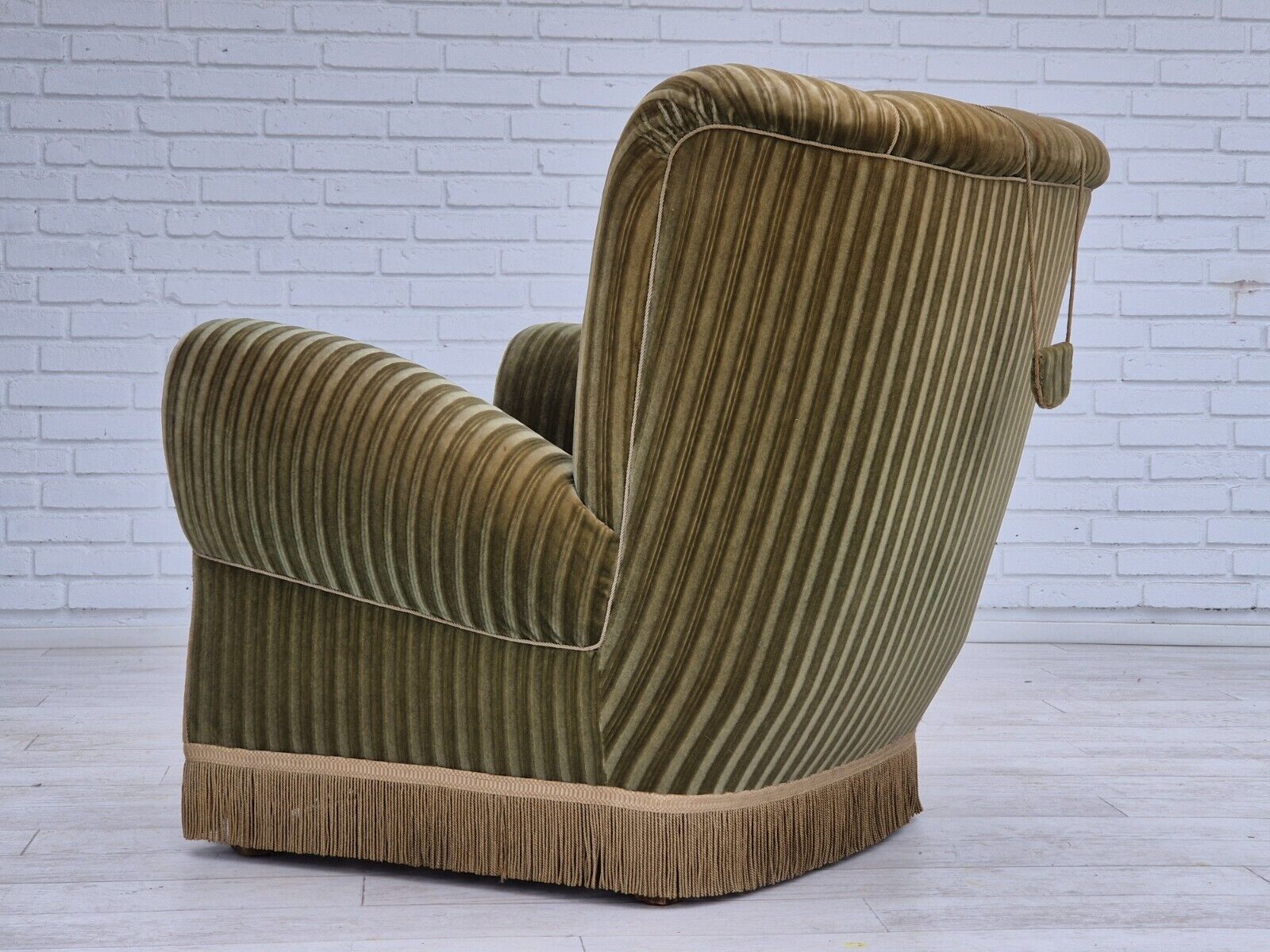 1960s Danish relax armchair original condition green furniture velour