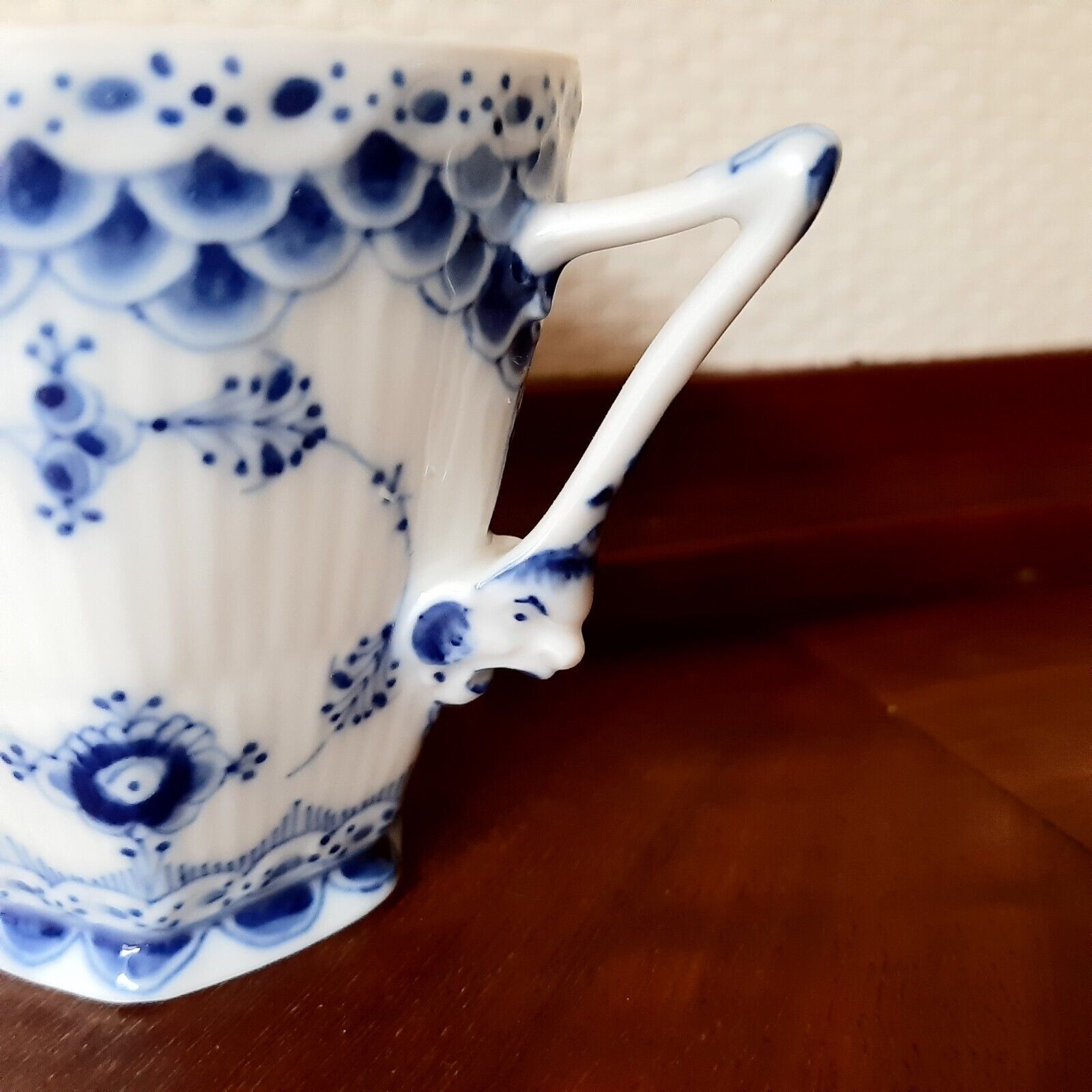 Pre - 1928 Old Coffee set BLUE FLUTED FULL LACE # 1-1036 Royal Copenhagen 2nd