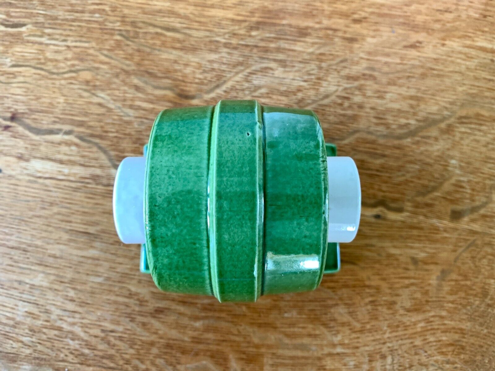 Unique Vintage 1960s IFÖ Wall Sconce - White Glass Shade and Green Ceramic Base