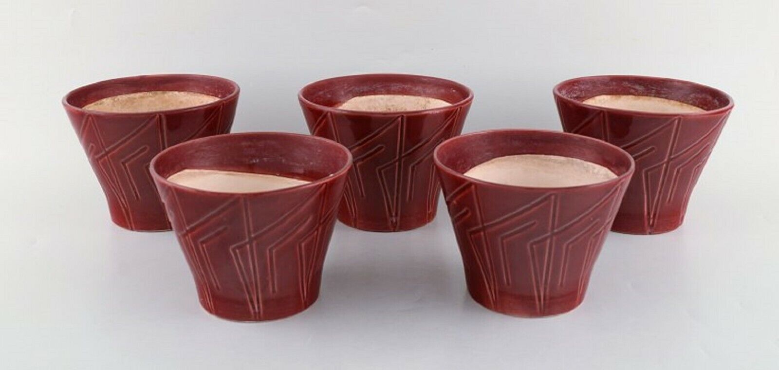 Five Bo Fajans Marianne flower pots in glazed ceramic 1960/70's