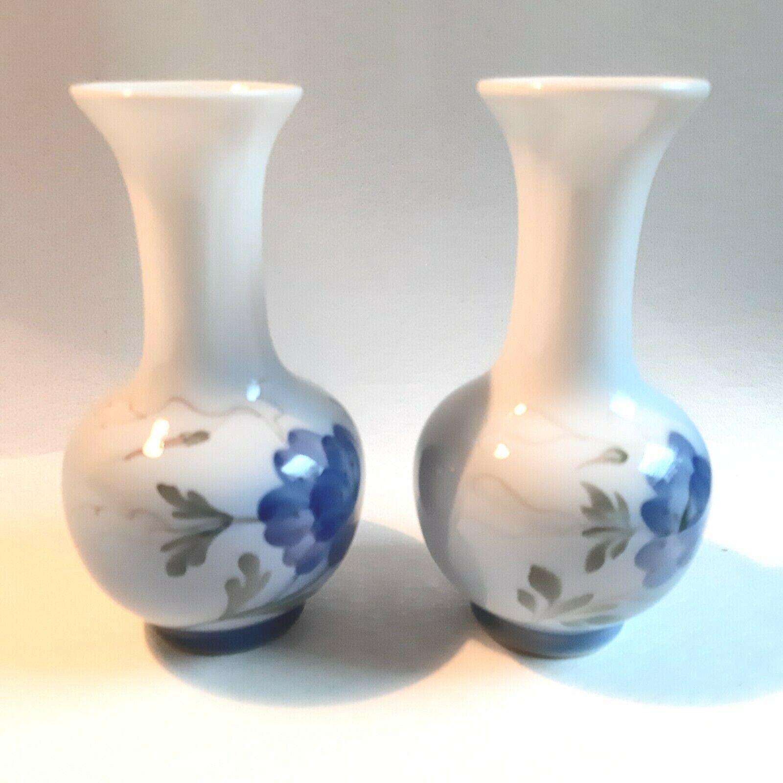 SWEET PAIR of FLORAL vases # 2800/1554 Royal Copenhagen Fact 1st