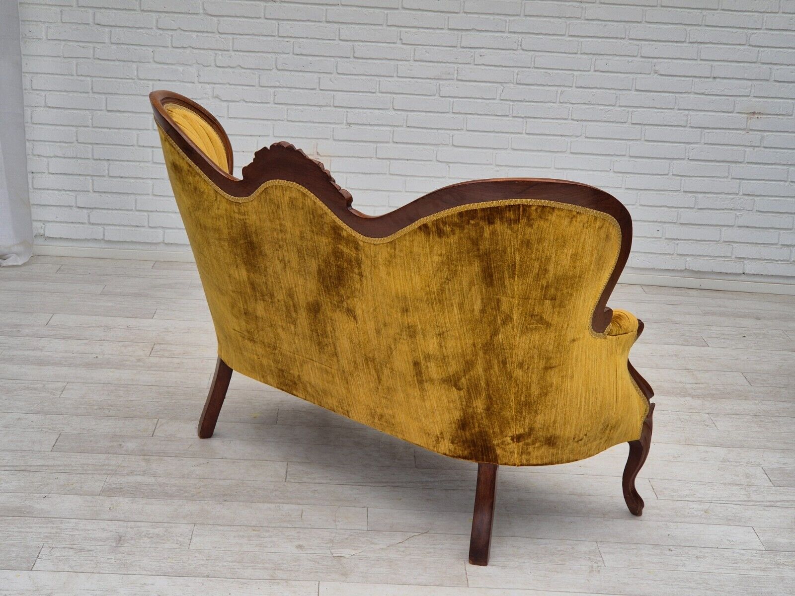 1950s Danish sofa vintage furniture velour very good condition exotic wood